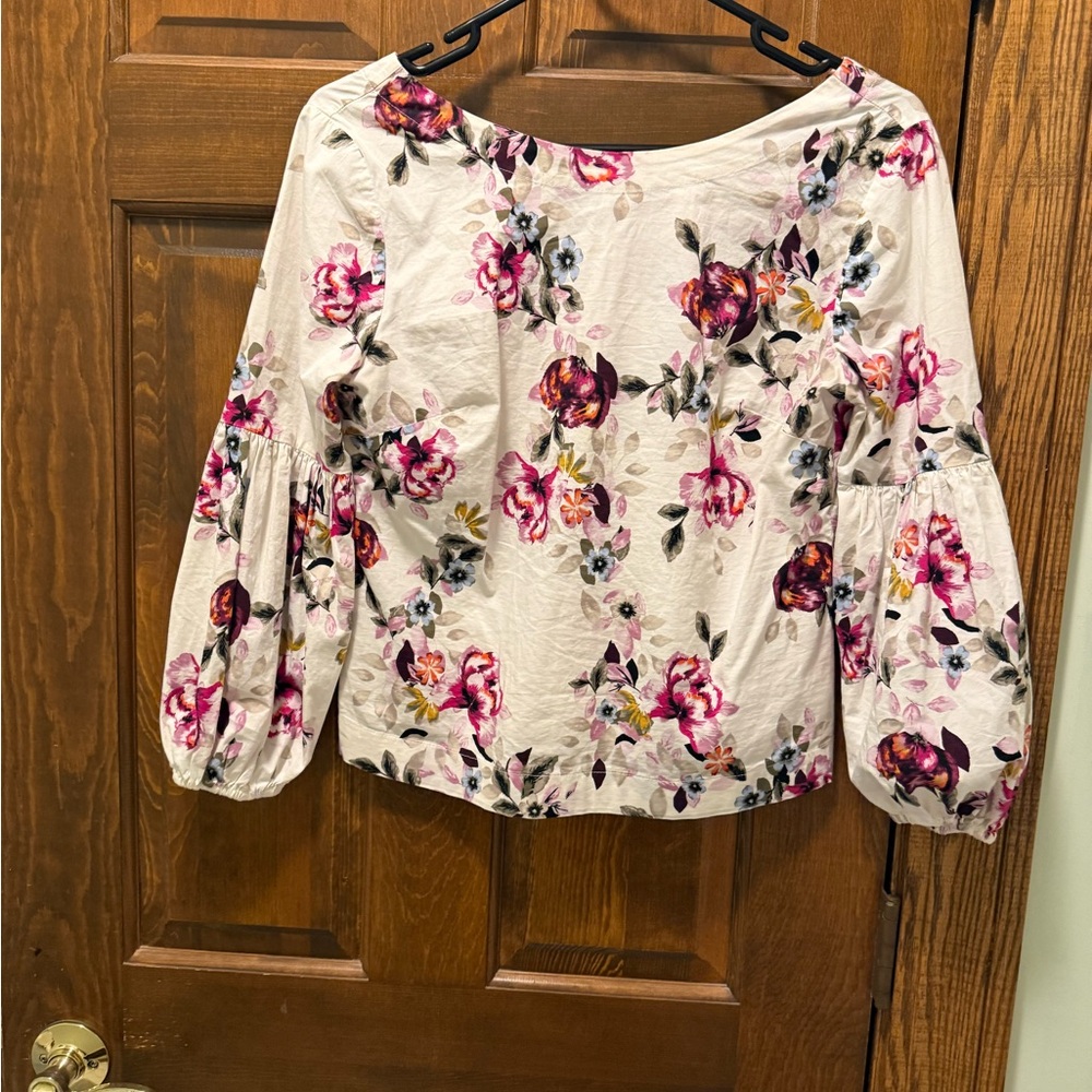 WHBM 3/4-Sleeve Poplin Floral Top